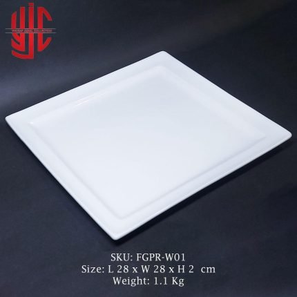 Imported Porcelain Square Platter White 28cm