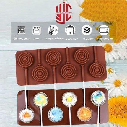 Silicon Swirl Lollipop Chocolate Mold 6 Cavities