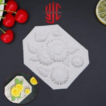 Silicon Sunflower & Leaves Chocolate Paste Mold 6 Cavities