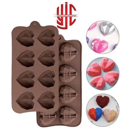 Silicon Diamond Pinata Hearts Chocolate Mold 8 Cavities