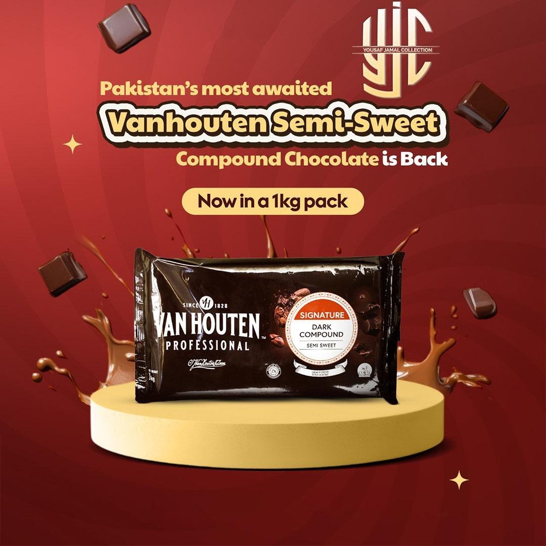 yjc-CFBL-005-1.jpg Chocolate Block Van Houten Semi Sweet 1Kg - Image 1