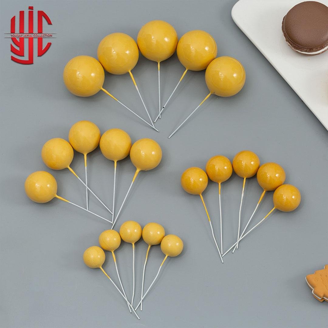 yjc-DCBL-011-1.jpg Glossy Yellow Faux Balls 20 Pcs Pack - Image 1