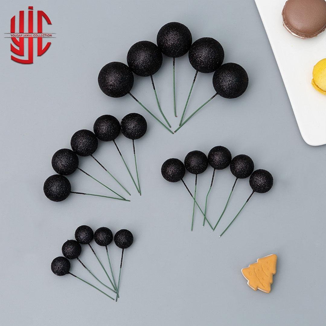 yjc-DCBL-022-1.jpg Glitter Black Faux Balls 20 Pcs Pack - Image 1