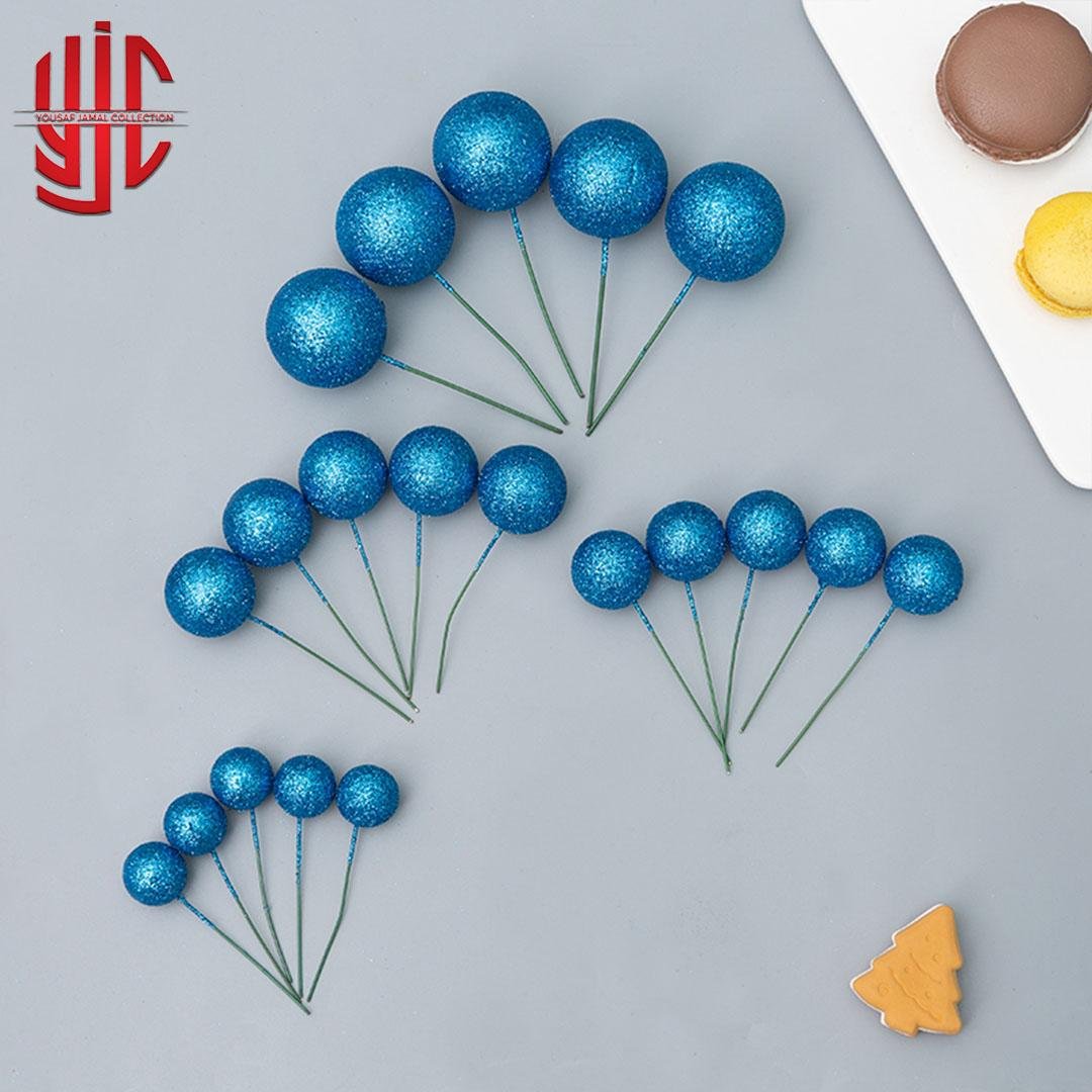 yjc-DCBL-026-1.jpg Glitter Blue Faux Balls 20 Pcs Pack - Image 1