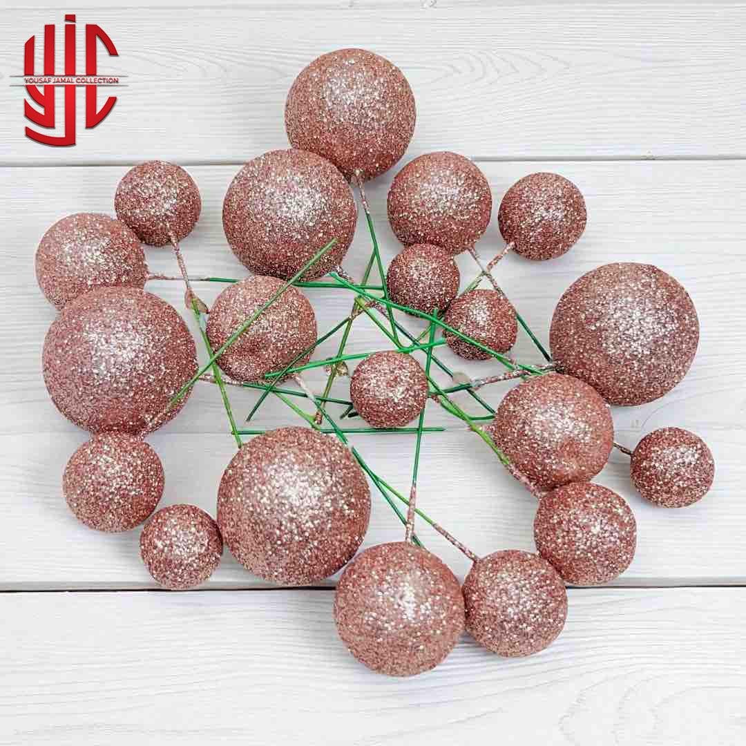 yjc-DCBL-027-1.jpg Glitter Copper Faux Balls 20 Pcs Pack - Image 1