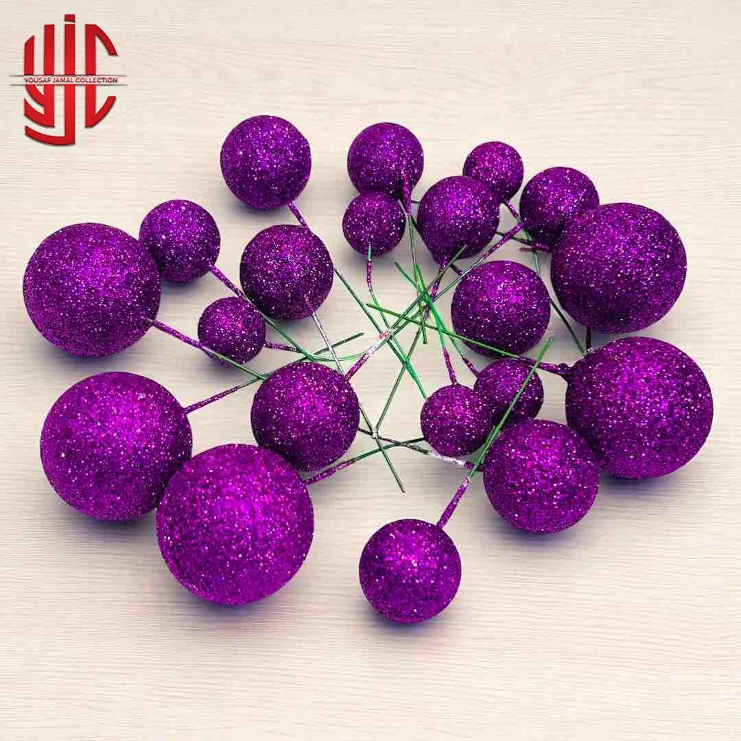 yjc-DCBL-032-1.jpg Glitter Purple Faux Balls 20 Pcs Pack - Image 1