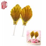 Paper Cake Toppers Palm Leaves Golden 2 Pieces