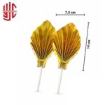 Paper Cake Toppers Palm Leaves Golden 2 Pieces - Image 2