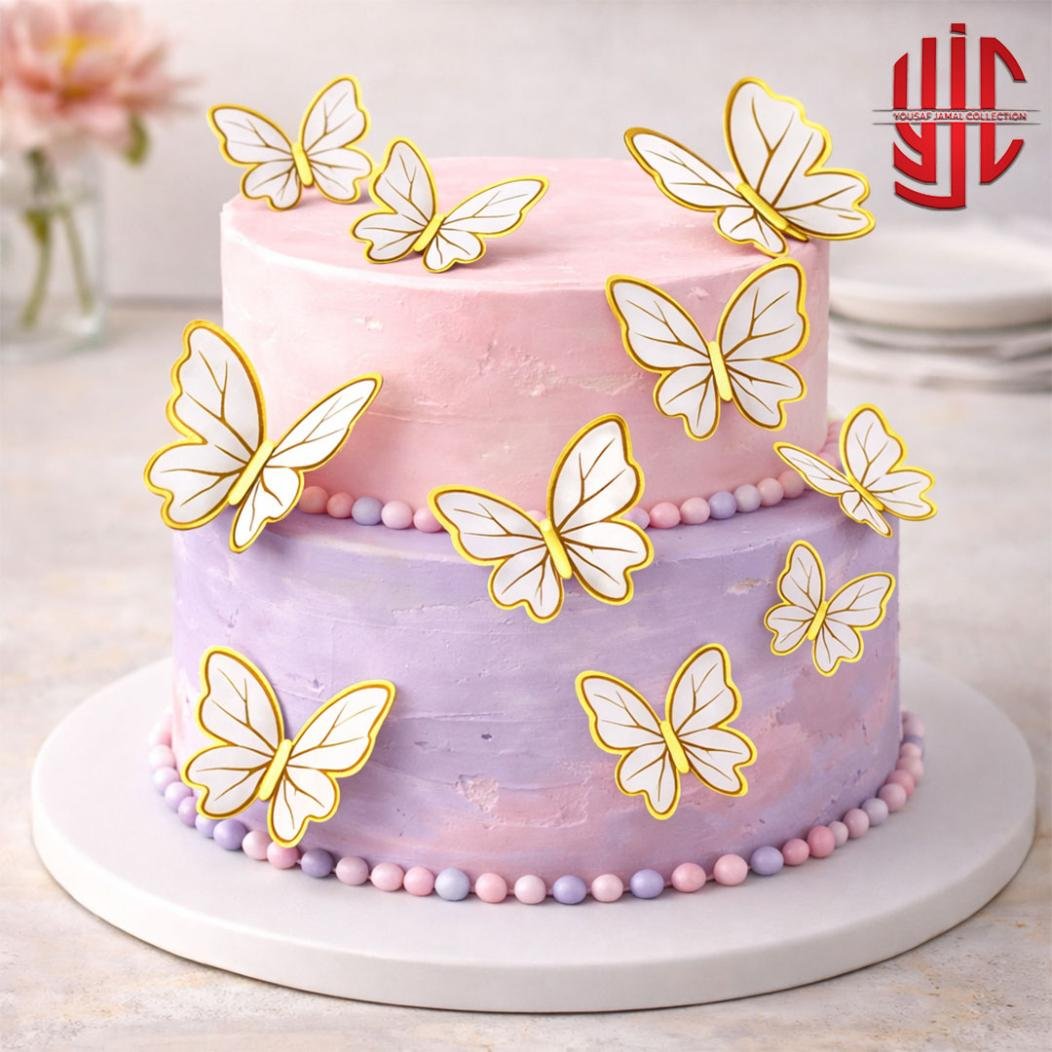 yjc-DCTP-023-1.jpg Butterfly White Paper Topper 12 Sticker Sheet - Image 1