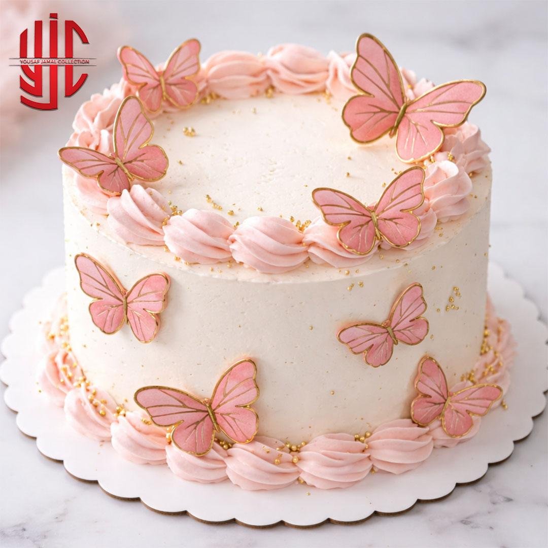 yjc-DCTP-024-1.jpg Butterfly Baby Pink Paper Topper 12 Sticker Sheet - Image 1