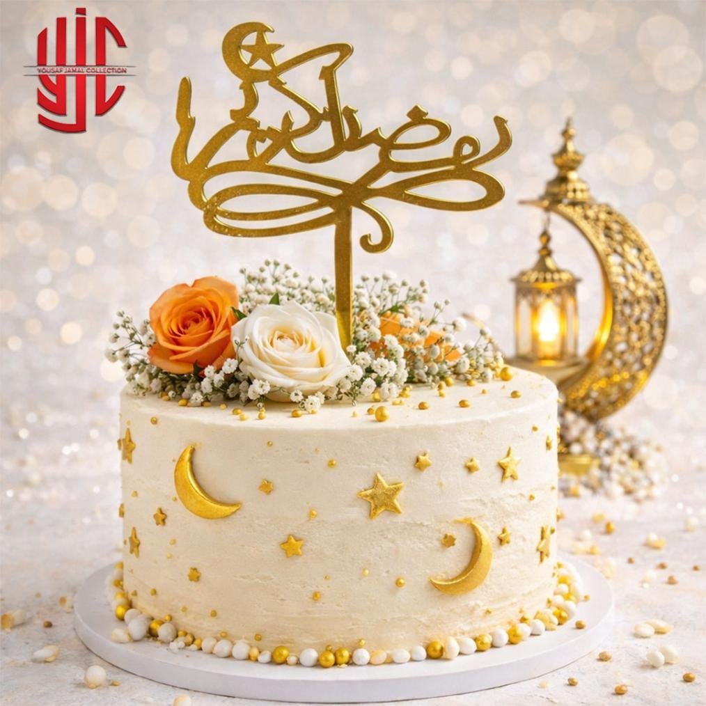 yjc-DCTP-069-1.jpg Ramzan Kareem Calligraphy Urdu Acrylic Cake Topper - Image 1