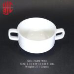 Imported Porcelain Soup Bowl White 2 Ears 10cm - Image 2
