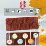 Silicon Swirl Lollipop Chocolate Mold 6 Cavities