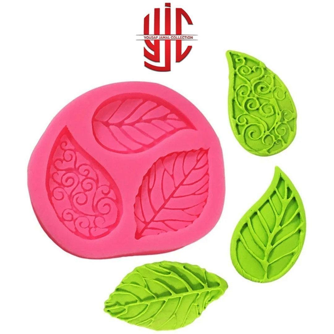 yjc-PLMO-049-1.jpg Silicon Three Style Leaves Chocolate Paste Mold - Image 1