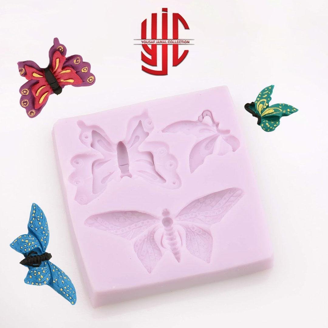 yjc-PLMO-068-1.jpg Silicon Three Types Butterflies Chocolate Mold 3 Cavities - Image 1