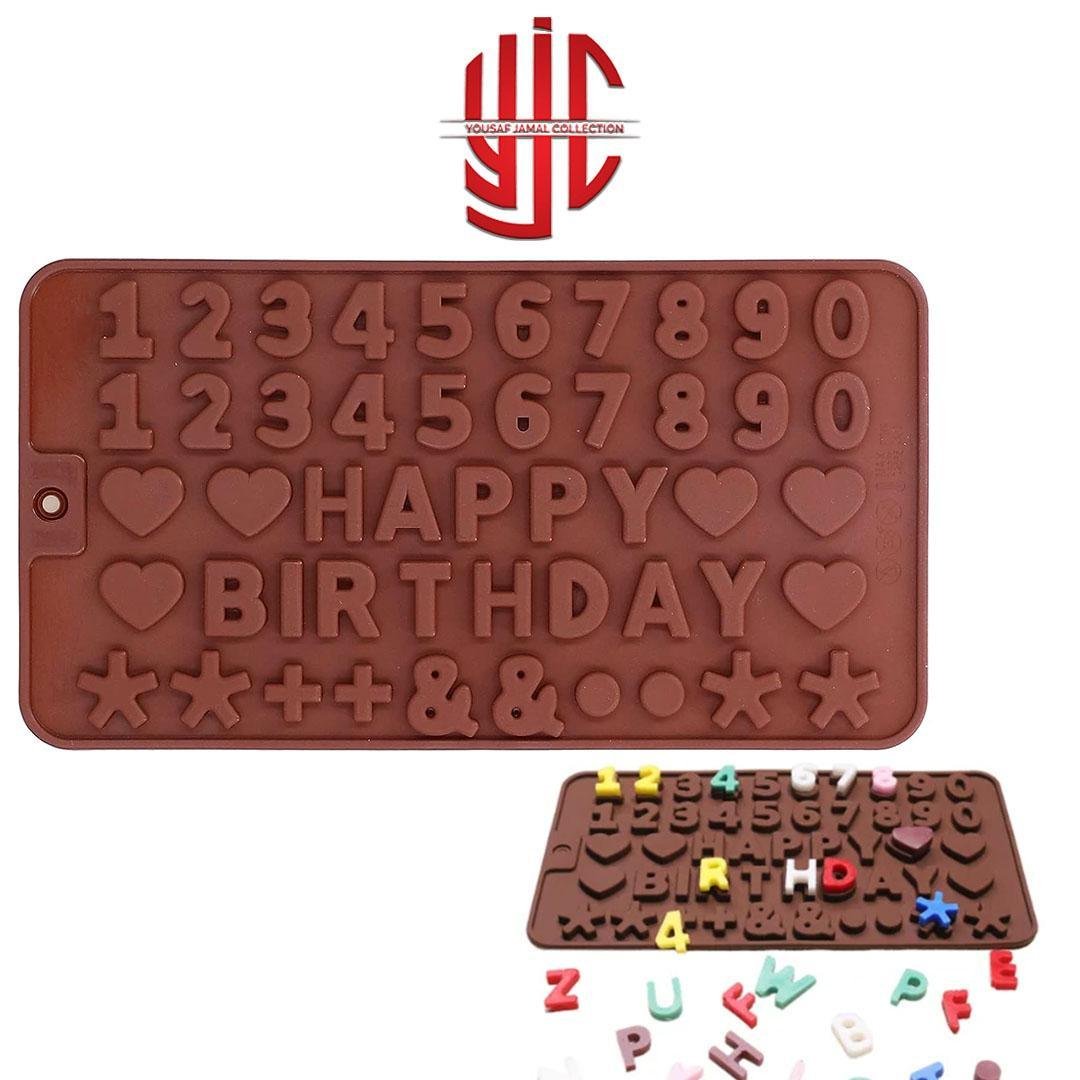 yjc-PLMO-072-1.jpg Silicon Happy Birthday With Hearts & Symbols Chocolate Mold - Image 1