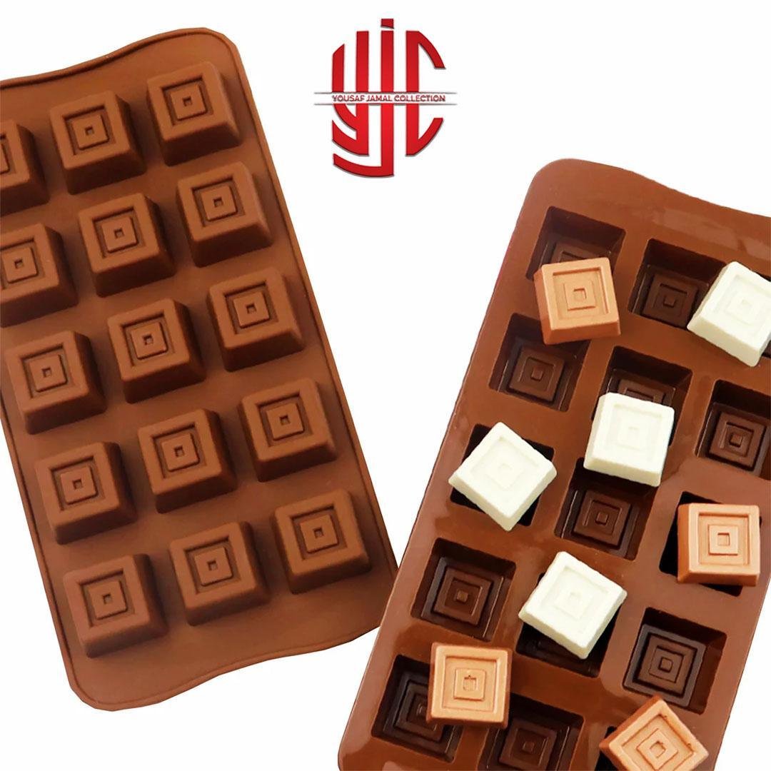 yjc-PLMO-080-1.jpg Silicon Double Square Button Chocolate Mold 15 Cavities - Image 1