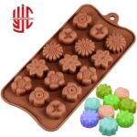 Silicon Four Types 3D Flowers Chocolate Mold 15 Cavities