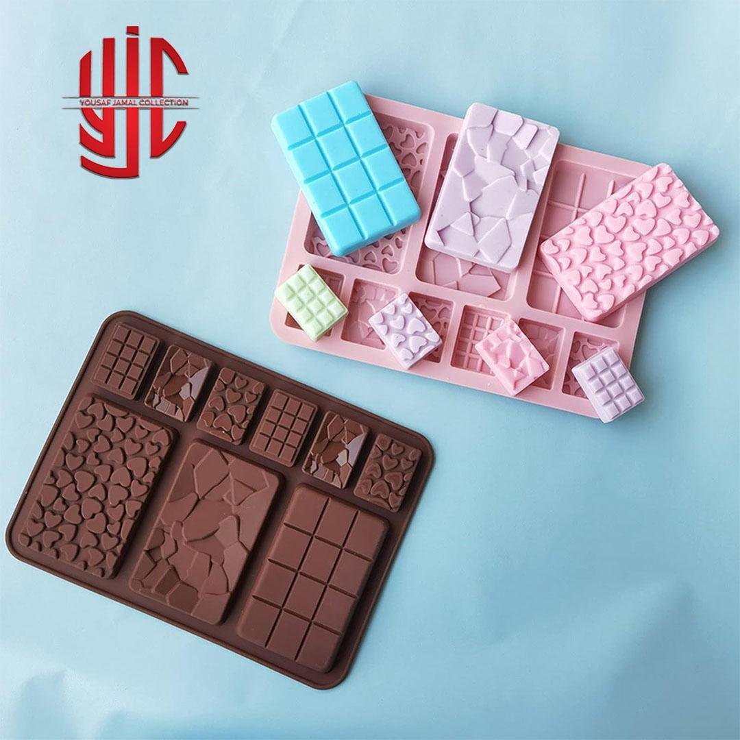 yjc-PLMO-088-1.jpg Silicon Heart Cadbury & Mini Bars Chocolate Mold 9 Cavities - Image 1