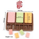 Silicon Heart Cadbury & Mini Bars Chocolate Mold 9 Cavities - Image 2