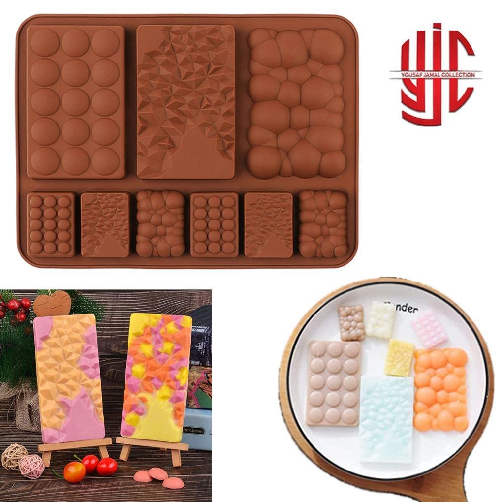 yjc-PLMO-096-1.jpg Silicon Bubbly Bar Chocolate Mold 9 Cavities - Image 1