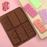 Silicon Rectangle Grid Waffle Love Bar Chocolate Mold 6 Cavities