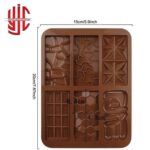 Silicon Rectangle Grid Waffle Love Bar Chocolate Mold 6 Cavities - Image 3