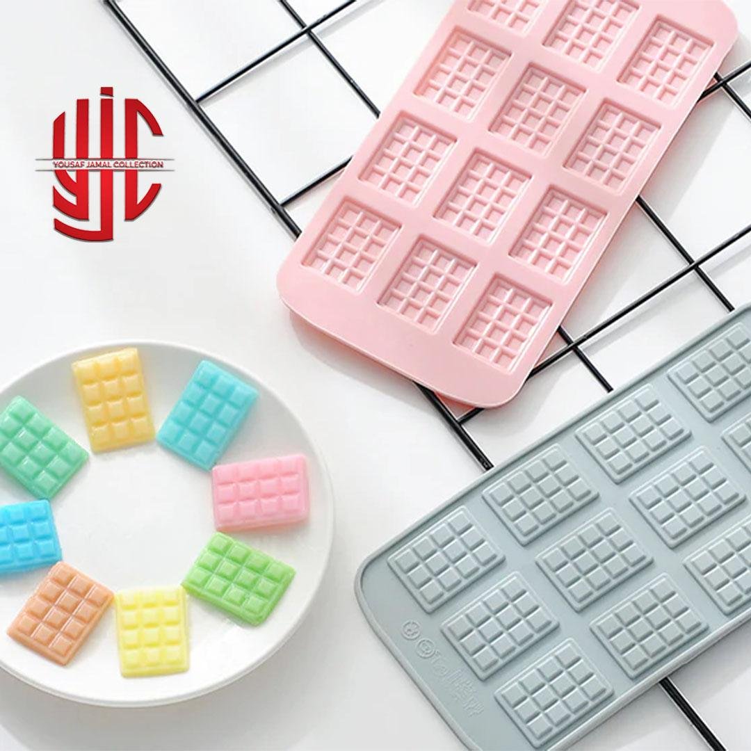yjc-PLMO-125-1.jpg Silicon Mini Chocolate Waffle Bar Mold 12 Cavities - Image 1