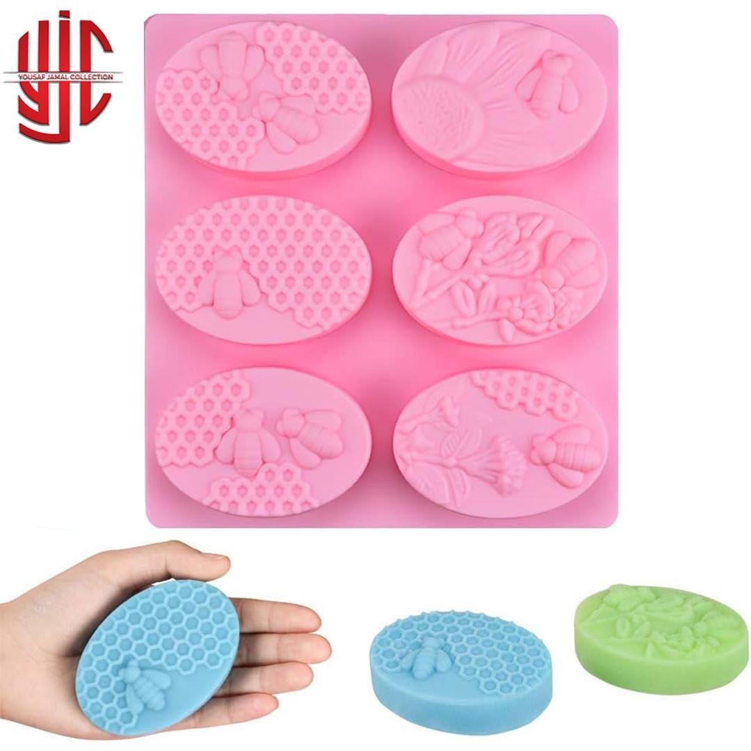 yjc-PLMO-138-1.jpg Silicon Soap Mold Honey Bee Style 6 Cavity - Image 1