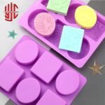 Silicon Oval Square Plants Soap Mold 6 Cavity