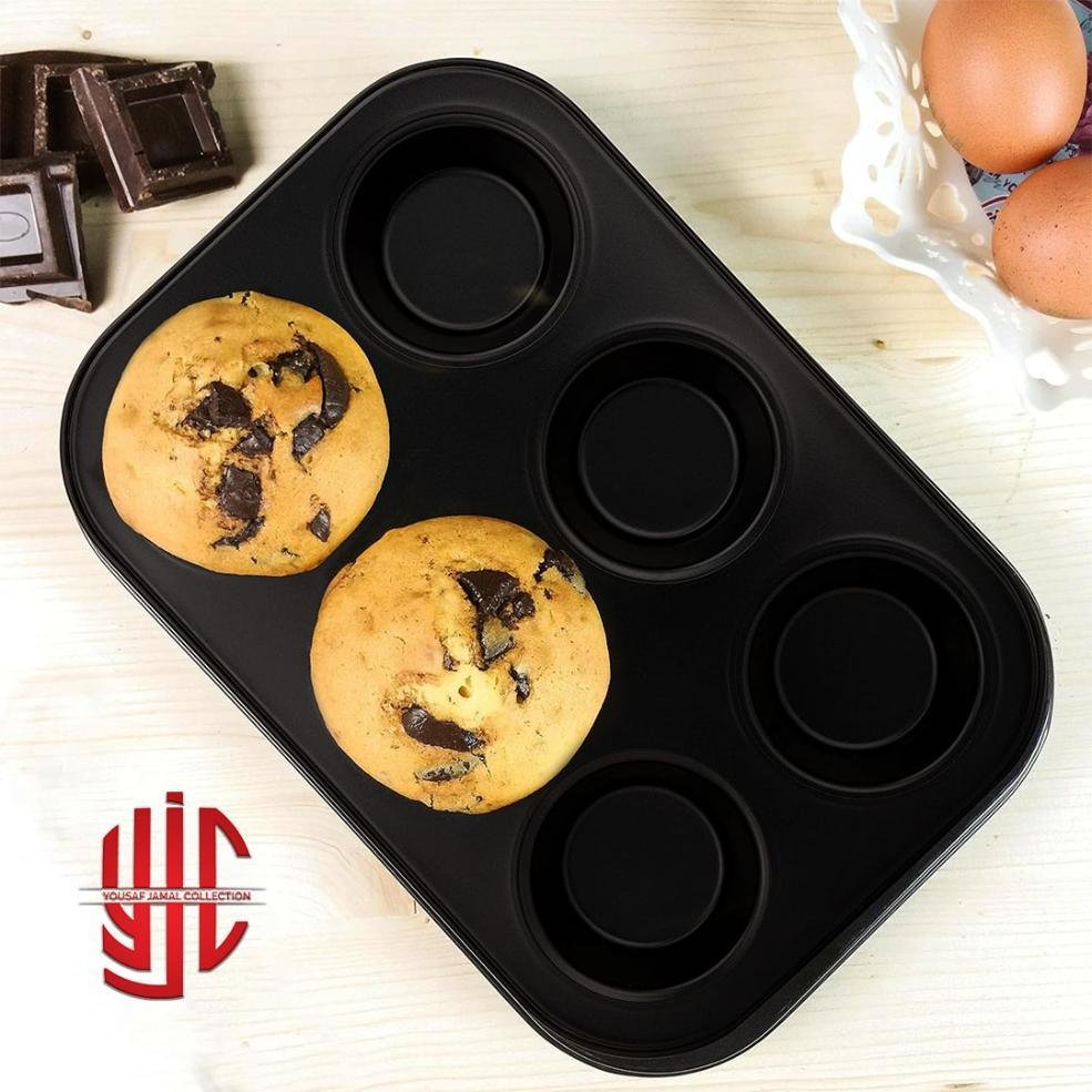 yjc-STTR-004-1.jpg Rectangle Carbon Steel Cup Cake Tray 6 Cavities Non Stick - Image 1