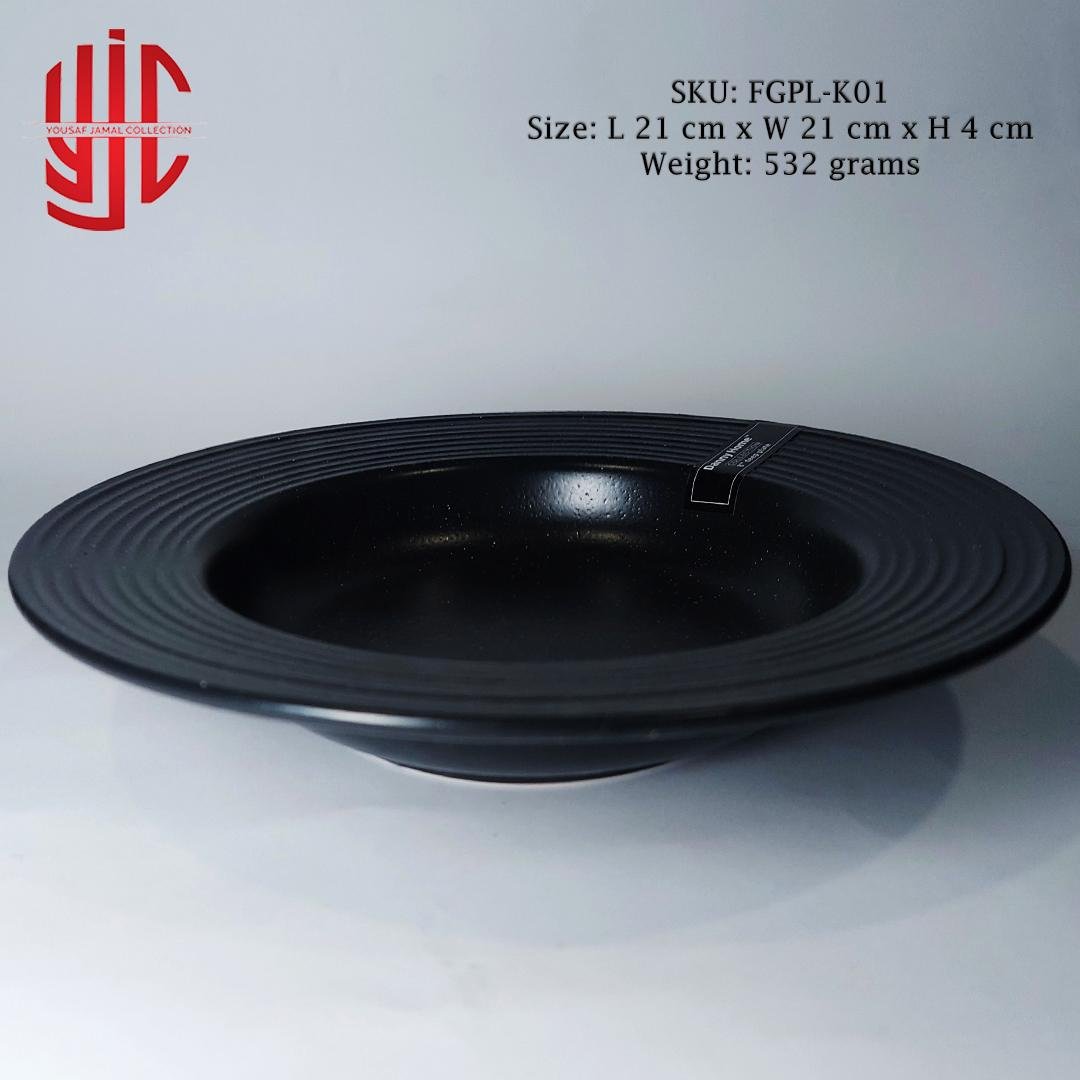 yjc-fgpl-k01-2.jpg Imported Porcelain Plate Black Wavy - Image 1