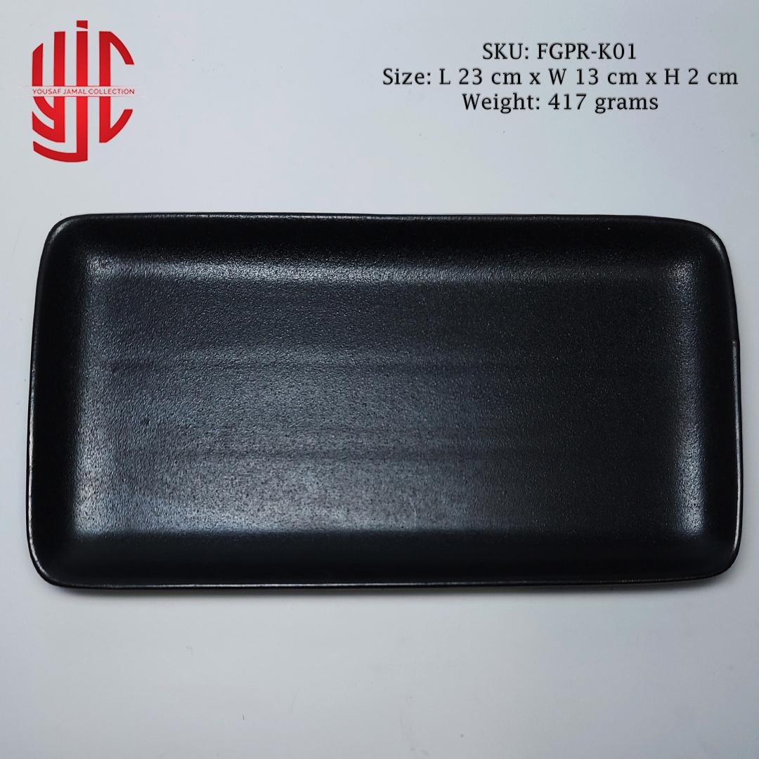 yjc-fgpr-k01-1.jpg Imported Porcelain Black Platter Dotted Texture - Image 1