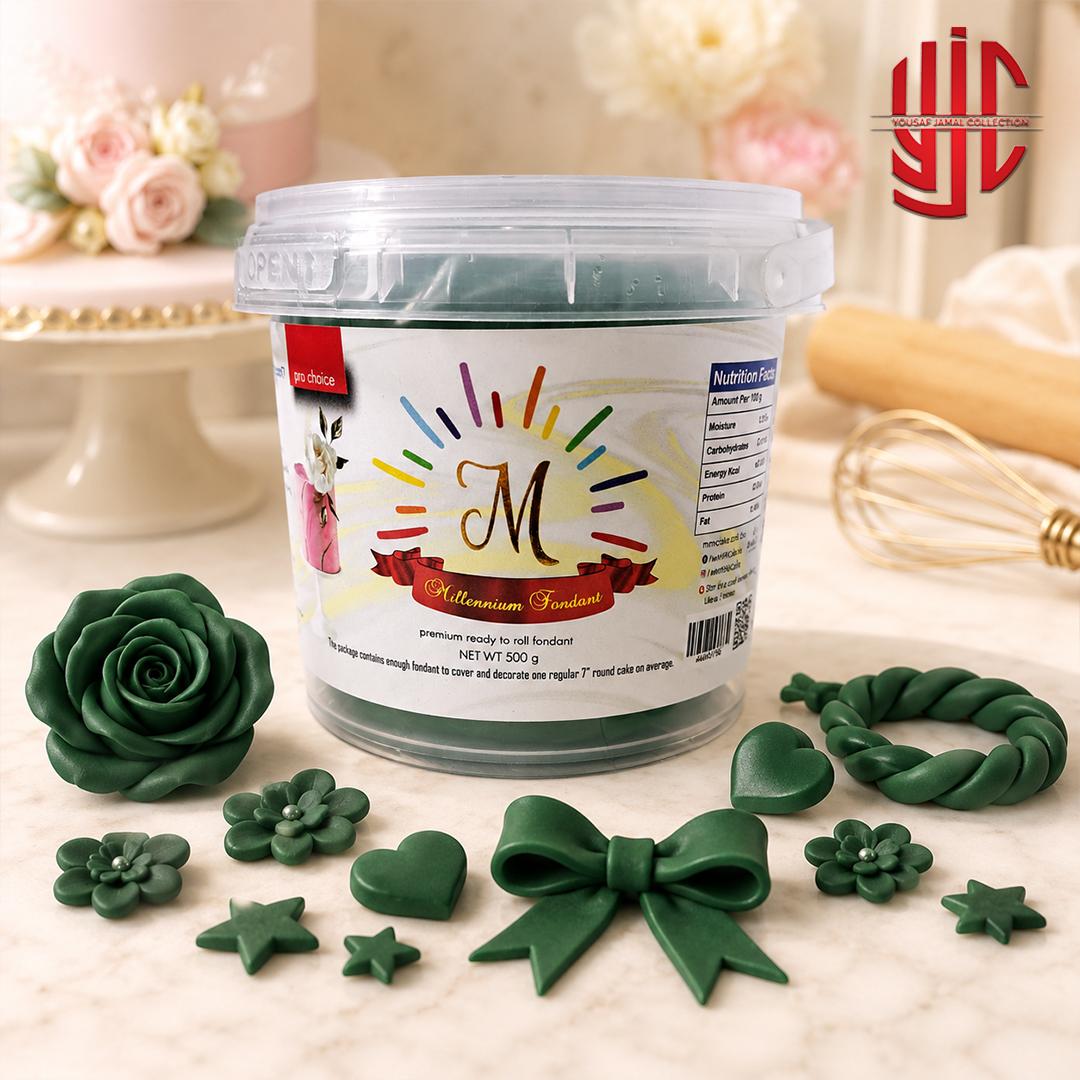 yjc-CFFD-H05-1 Dark Green Millenium Fondant Half Kg Pack - Image 1