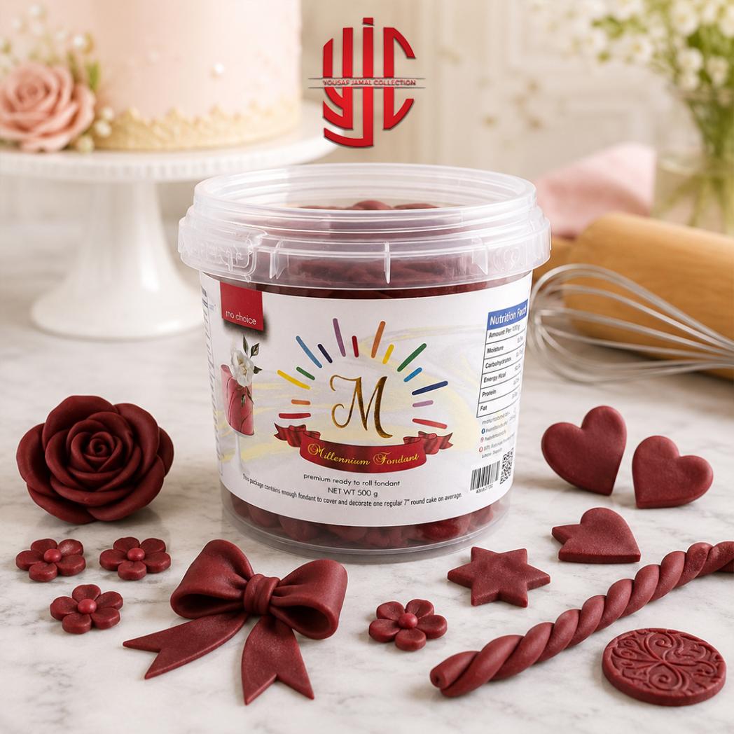 yjc-CFFD-H08-1 Maroon Millenium Fondant Half Kg Pack - Image 1