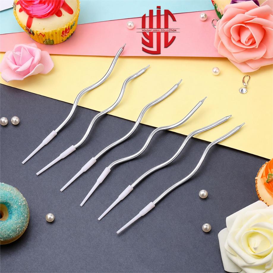 yjc-DCCN-006-1 Curvy Cake Candles Silver Color 6 Pieces Set - Image 1