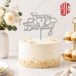 Acrylic Happy Birthday Silver Topper