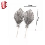 Paper Cake Toppers Palm Leaves Silver 2 Pieces - Image 2