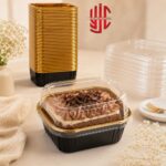 Black Foil Square Cupcake Liners With Lid 10 Pieces Pack