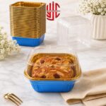 Blue Foil Square Cupcake Liners With Lid 10 Pieces Pack