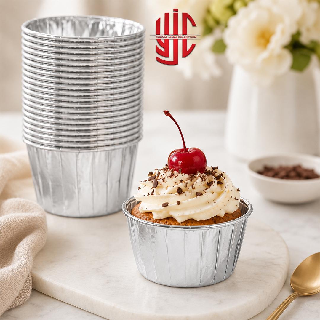 yjc-DPLN-007-1 Silver Foil Cupcake Liners 10 Pieces Pack - Image 1