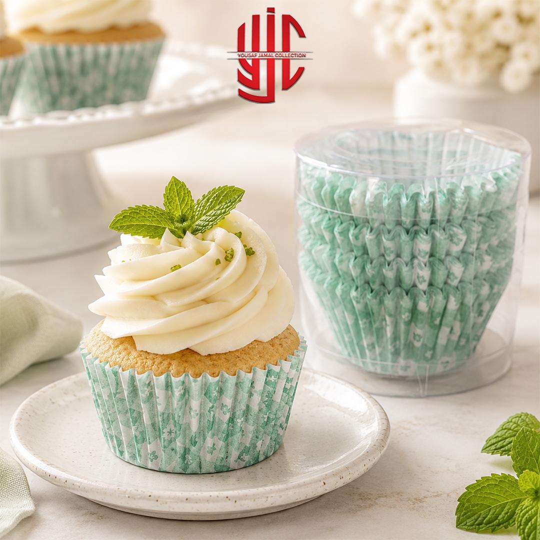 yjc-DPLN-009-1 Green Paper Cupcake Liners 100 Pieces Pack - Image 1