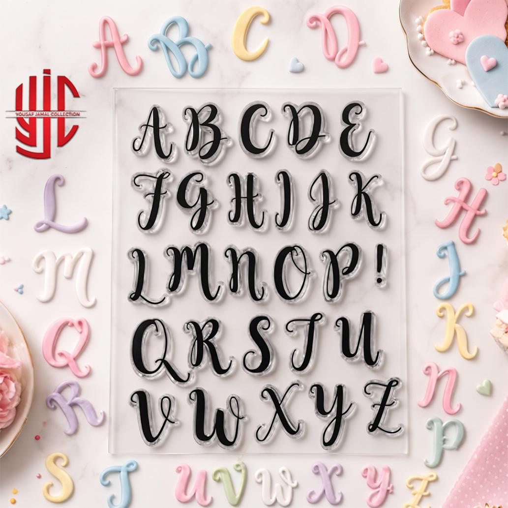 yjc-PLMO-197-1 Scrapbooking Uppercase Alphabets & Numbers Stamps Mold - Image 1