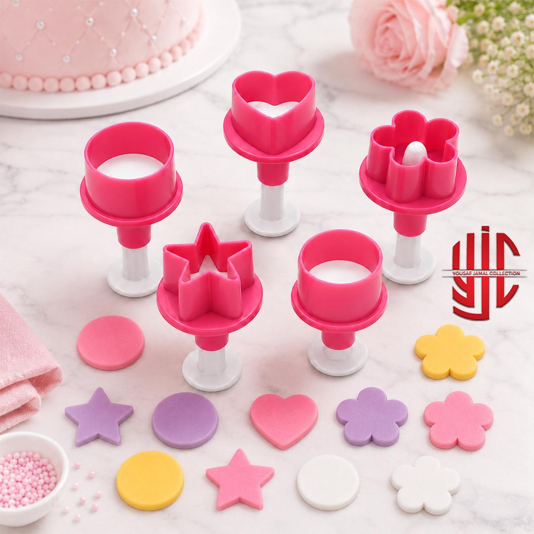 yjc-PLPG-025-1 Flower Heart Star Round Plunger 5 Pieces Set - Image 1