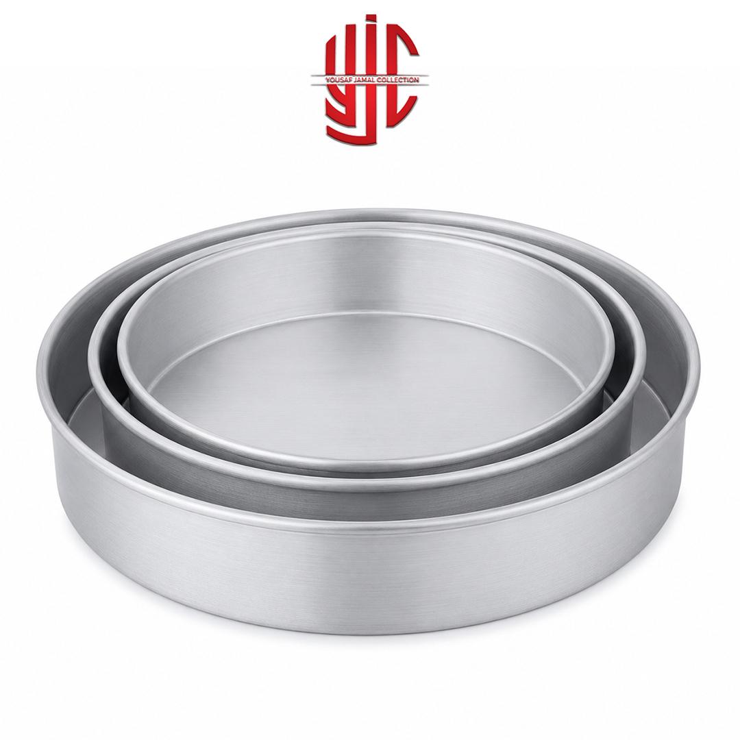 yjc-STPN-012-Main-1 Silver Round Fix Cake Pans 1.5 inch Height Various Sizes - Image 1