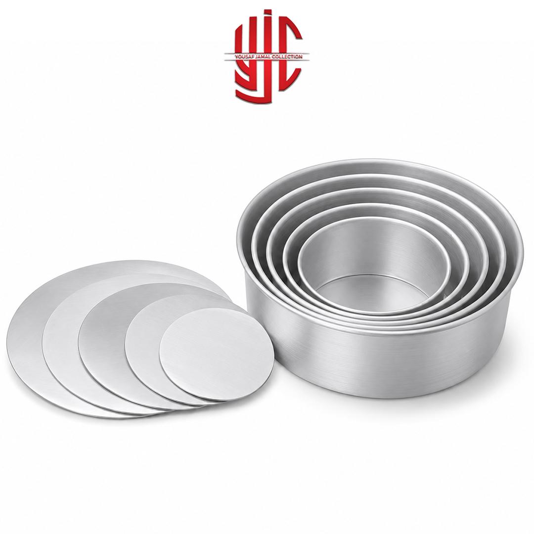 yjc-STPN-074-main-1 Silver Round Loose Bottom Cake Pans 2.5 inch Height Various Sizes - Image 1