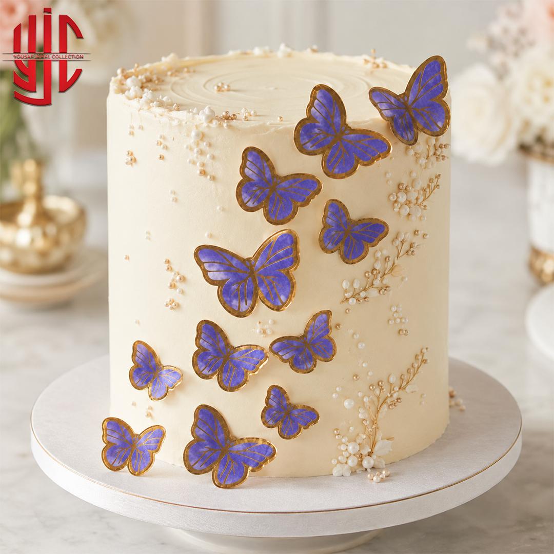 yjc-DCTP-122-1 Butterfly Dark Blue Paper Topper 12 Sticker Sheet - Image 1