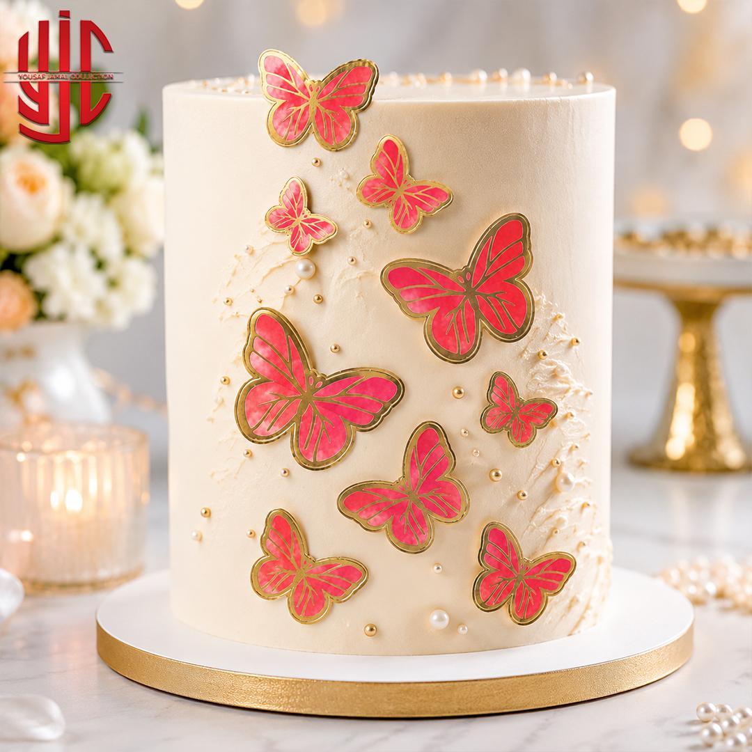 yjc-DCTP-123-1 Butterfly Dark Pink Paper Topper 12 Sticker Sheet - Image 1