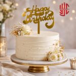 Acrylic Happy Birthday Funky Golden Topper