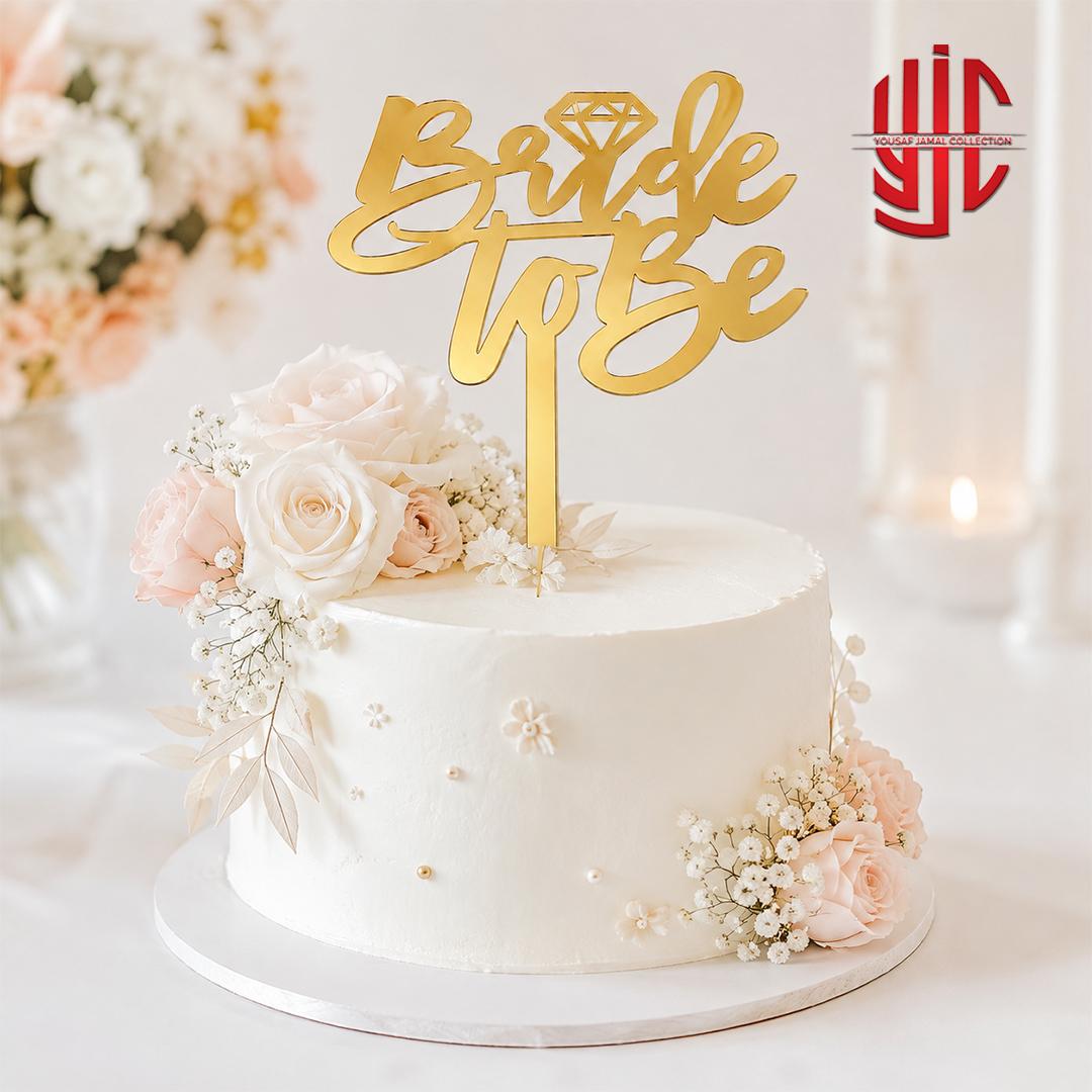 yjc-DCTP-130-1 Acrylic Bride To Be Golden Topper - Image 1